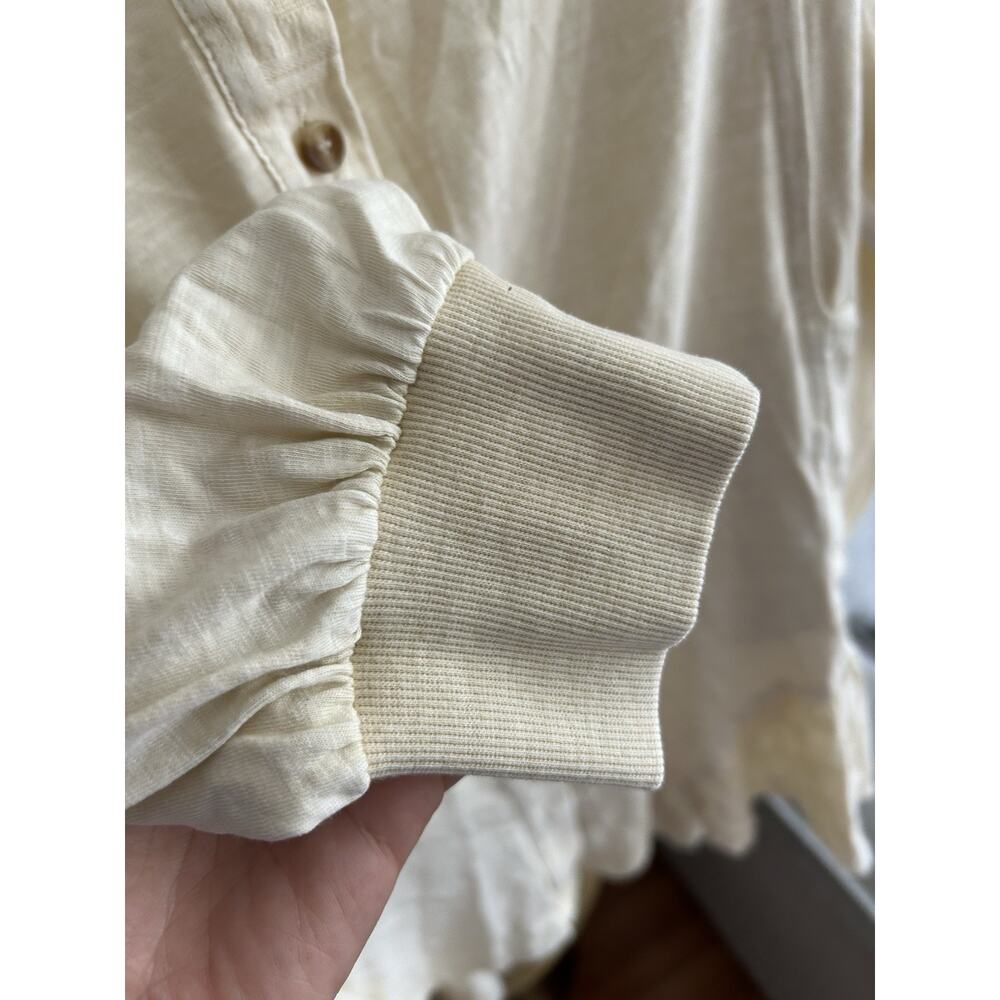 Anthropologie Tunic Shirt Beige Lagenlook Size L Oversized Boho - Picture 4 of 12